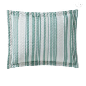 SET OF 2 NEW Mainstays Green White Stripe King Pillow Sham